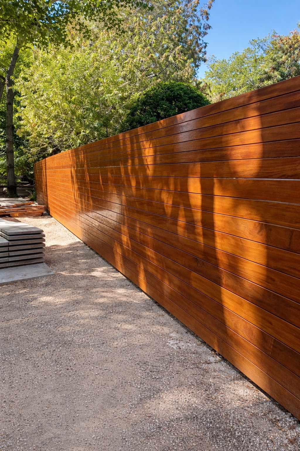 Large format paver patio with dark border